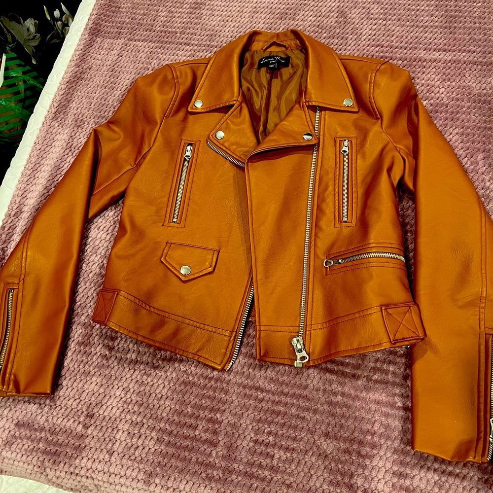 Love tree , faux leather jacket , only worn twice. Like new , no tears or stains